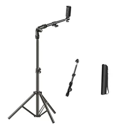 Adjustable Overhead Phone Tripod for Recording and Vlogging (Black)