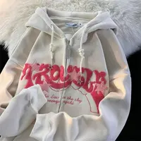 Fashion Embroidery Zip Up Hoodies Women Autumn Long Sleeve Tops Loose Hood Shirt Harajuku Y2K Clothes Female Sweatshirt Jacket - Image 2
