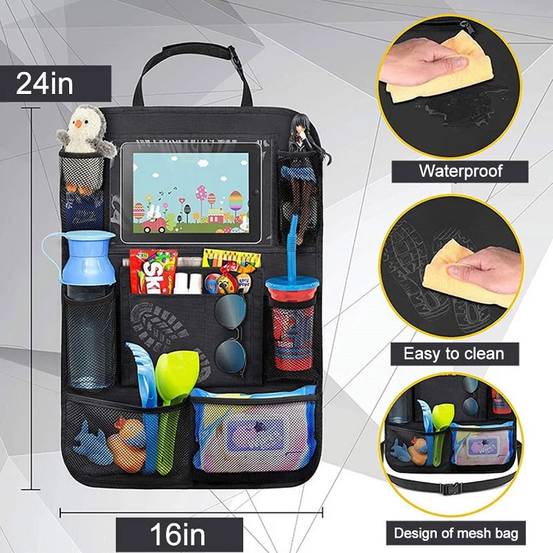 Car Universal Seat Back Organizer Multi-Pocket Storage Bag Tablet Holder Automobiles Interior Accessory Stowing Tidying