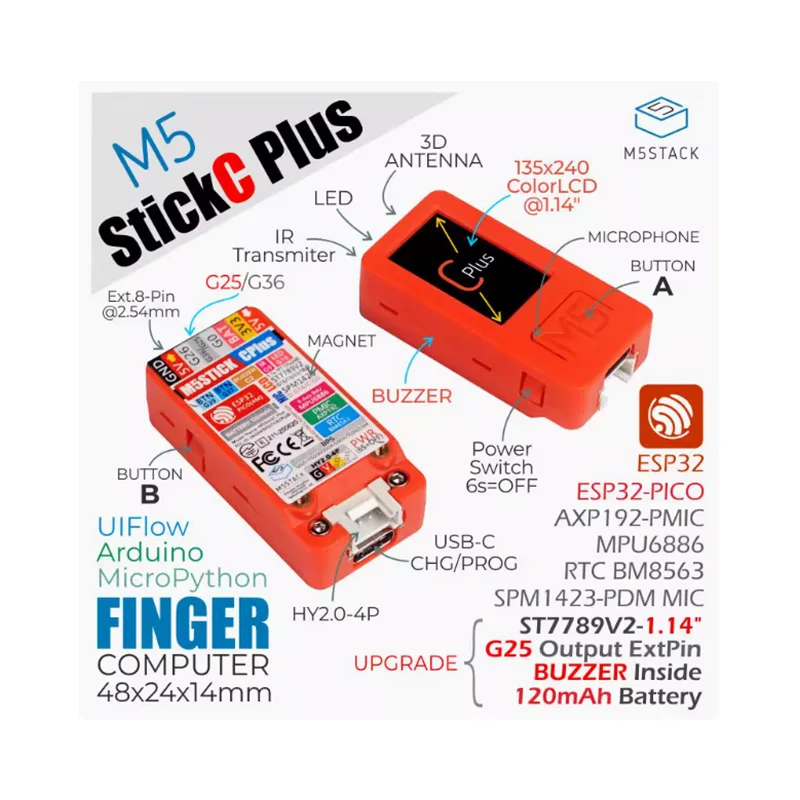 M5 Microcontroller M5Stack M5StickC PLUS ESP32 Integrated portable IoT development kit ...