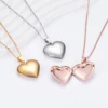 Love Heart Photo Locket Charm Pendant Necklace Stainless Steel Blank Memory DIY Openable Jewelry For Men Women Gifts 2