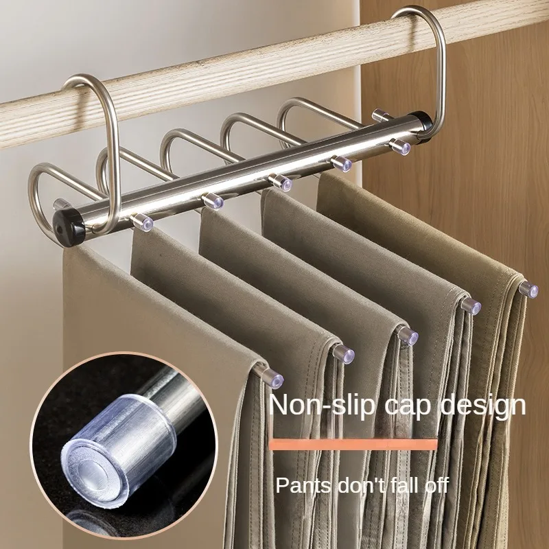 Clothes Rack Folding Magic Pants Hangers 5/9layers Stainless Steel Space Saving For Wardrobe Jeans Trousers Scarf