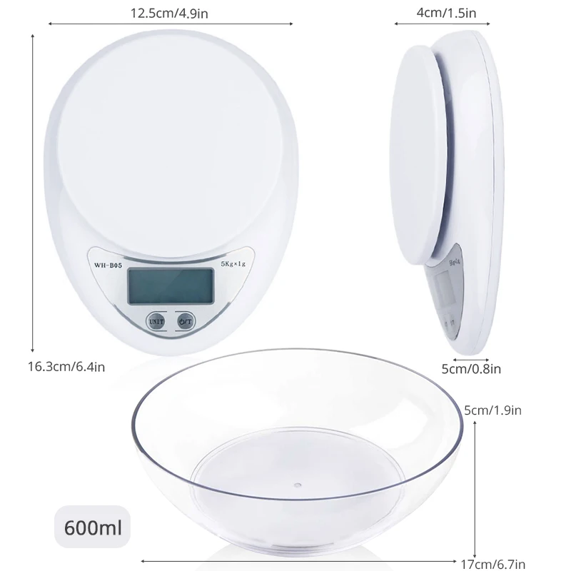 Smart Weigh Food Kitchen Scale with Bowl,11lb x 0.1oz / 5000 x 1grams,  Digital Weight Scale for Baking,Cooking for Ounces and Grams