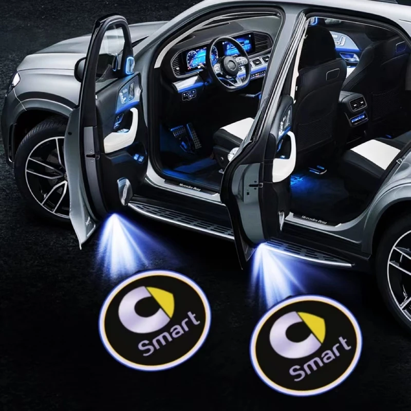 2X Led Car Door Logo Lampada Di Proiezione Ghost Shadow Proiettore Emblem Lampade Per Smart Crossblade Fortwo Four 453 451 450 Car Goods