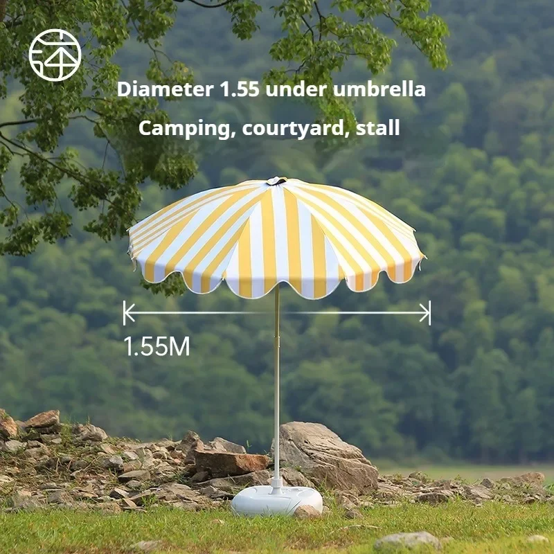 Fashion Suncreen Patio Umbrella Strip Style Large Beach Umbrella UV Protection Outdoor Garden Sun Big Size with Base