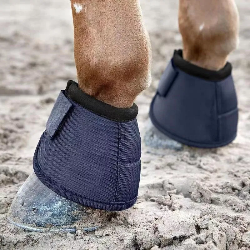 Horse Bell Boots Pair Shock Absorbing Protective Wear Resistant Oxford Cloth Neoprene Overreach Bell Boot Equestrian Accessories 2