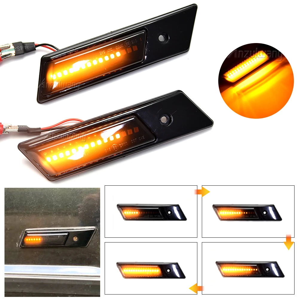 Partsam 2Pcs 7.5 Inch AIF4 Aluminum Housing Amber 24LEDs Trailer Side Marker Turn Signal Light Surface Mount Clearance Lights Truck Tractor Rv P