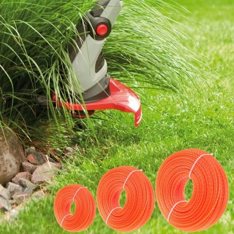 LUSQI 2.4-4mm 헤비듀티 나일론 스파이럴 잔디 트리머 라인 브러시 커터 로프 5m 10m 15m 내구성 있는 잔디깎이 액세서리