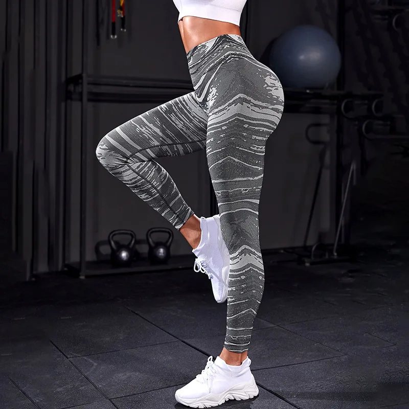 Hot Stamping Yoga Pants High Waist Stretch Fitness Hips Slim Leggings