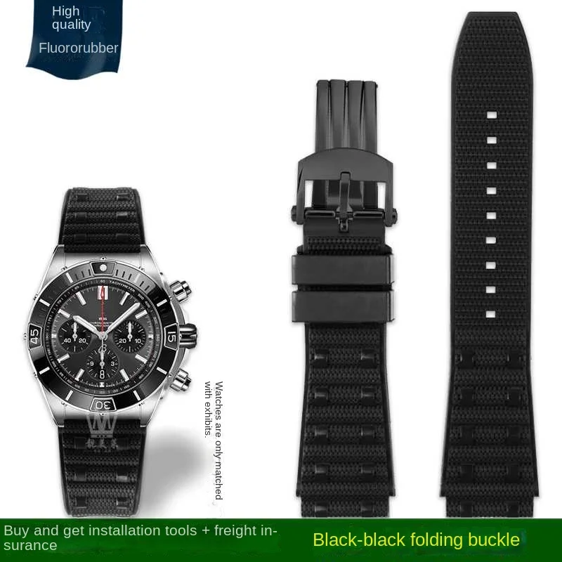 thumbnail image 1 of Correa de reloj de caucho fluorado de alta calidad de 22 mm y 24 mm para Breitling, correa para cronometraje mecánico Avengers Super Ocean, 1 of 5