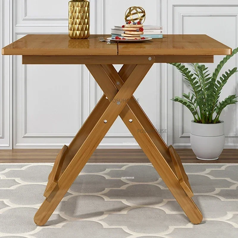 Modern Bamboo Dining Tables Small Apartment Furniture Portable Folding Table Simple Creative Personality Household Square Tables