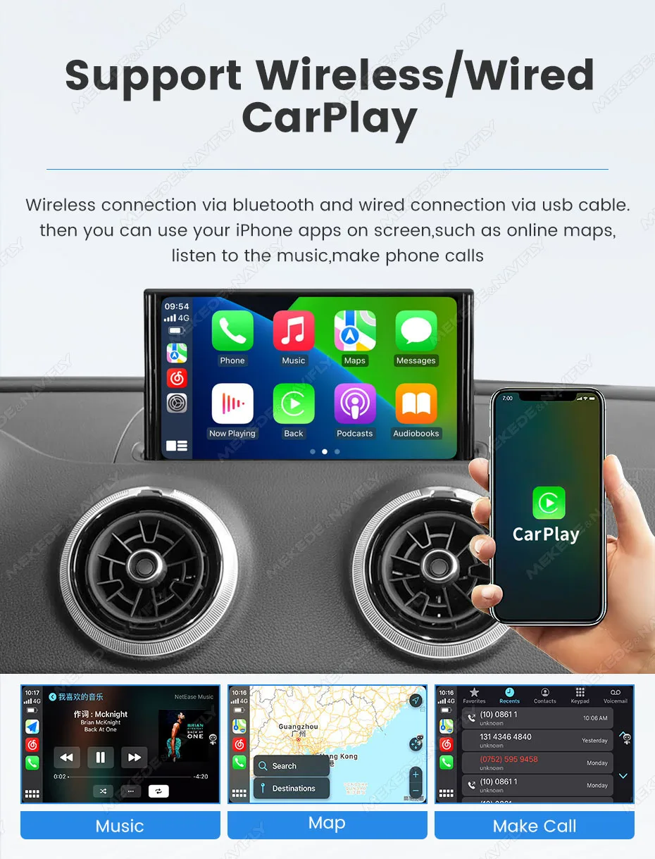 MEKEDE Wireless Carplay Android Auto Decoder Box für Audi A3 S3 A4 A4L A5 Q2L Q5L Q7 MIB System BT5.0 WIFI Videoplayer DSP GPS – Detail 5