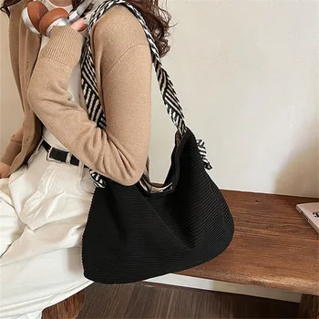 حقيبة كتف مفردة من سروال قصير بلون سادة، حقيبة حمل جديدة ذات سعة كبيرة، حقائب كروس بحزام عريض للاستخدام اليومي للنساء 2