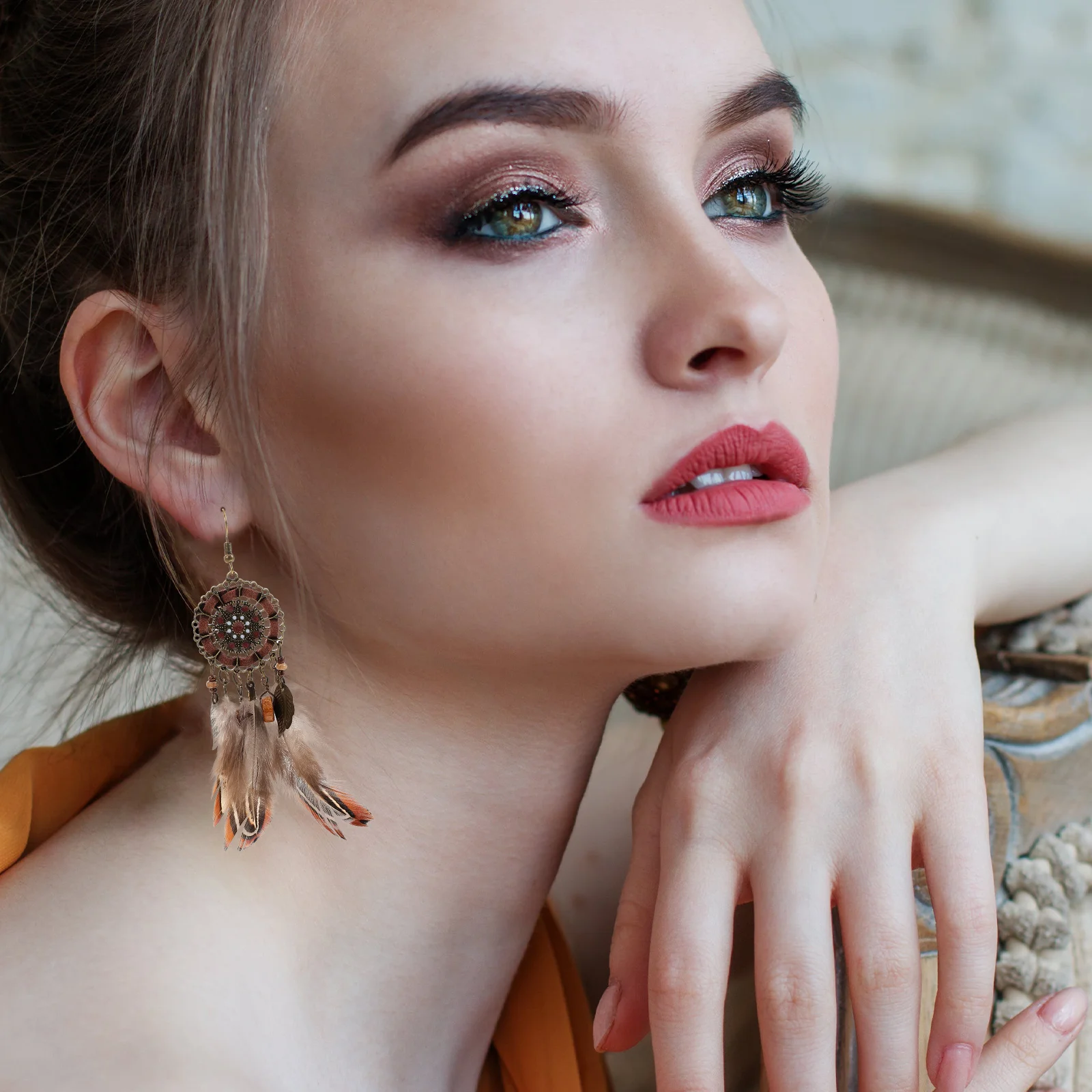 Feathered Tassel Earrings Boho Earrings Dangle Earrings Dream Catcher Earrings Native Jewelry Sets Fashion Jewelry Travel 4
