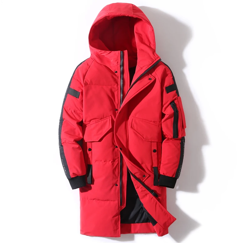 Men Winter Down Jacket Hooded Long Windproof Waterproof
