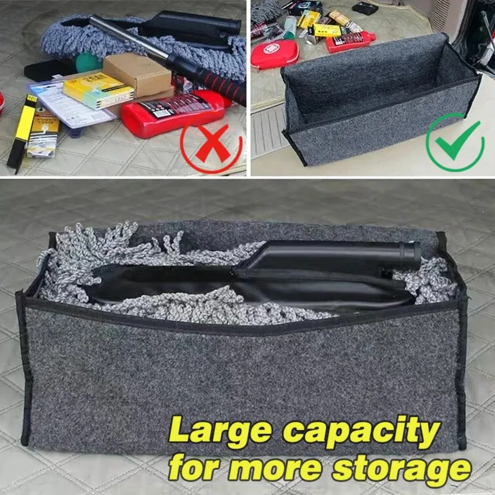 Large Car Trunk Storage Bag Organizer Soft Felt Anti Slip Box Debris Sorting Tool Accessories