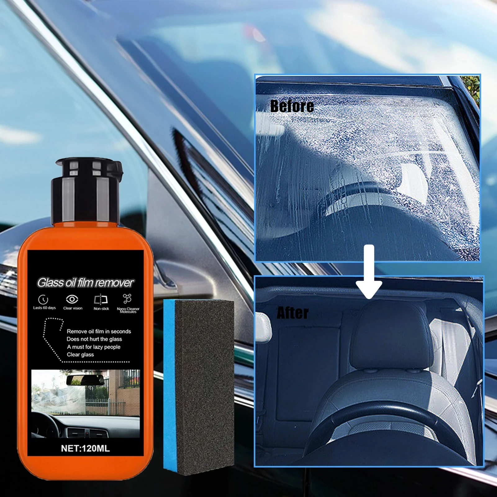 120ml Car Windshield Cleaner Car Window Windscreen Cleaning Agent Auto  Glass Oil Film Remover Brightener Car Glass Cleaner Tool - AliExpress