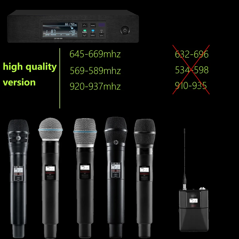 QLXD4-beta87 Professional wireless microphone system, UHF Complete set, True diversity, Karaoke, stage performance,