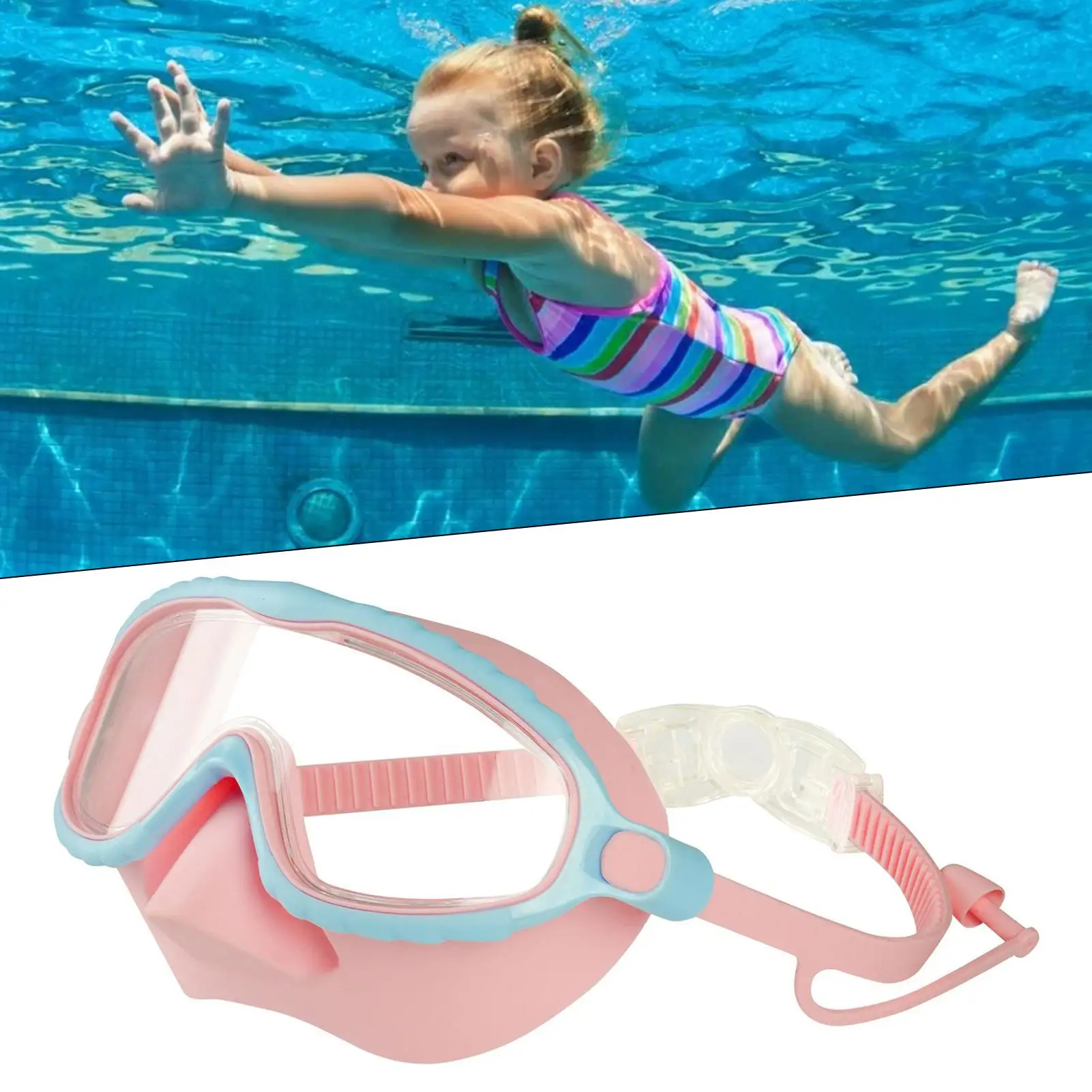 Antibeschlagbrille Reinigung mit Nasenschutz Schwimmbrille Kind No-Leak Wasserbeständiges Tauchfernglas Schwimmzubehör – Detail 1
