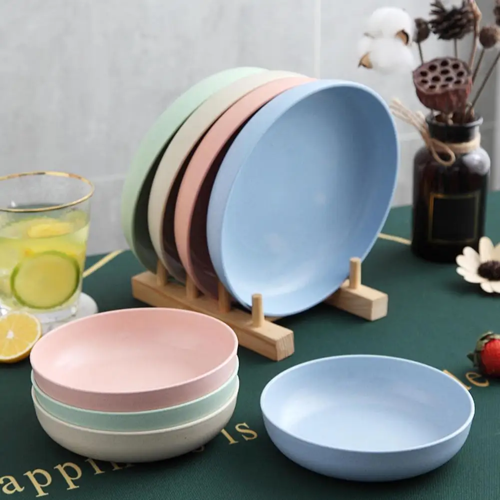 Dinner Plate Solid Color Smooth Surface Easy Cleaning Microwave Safe Food Grade Tableware Round Shape Anti-Slip plastic plates