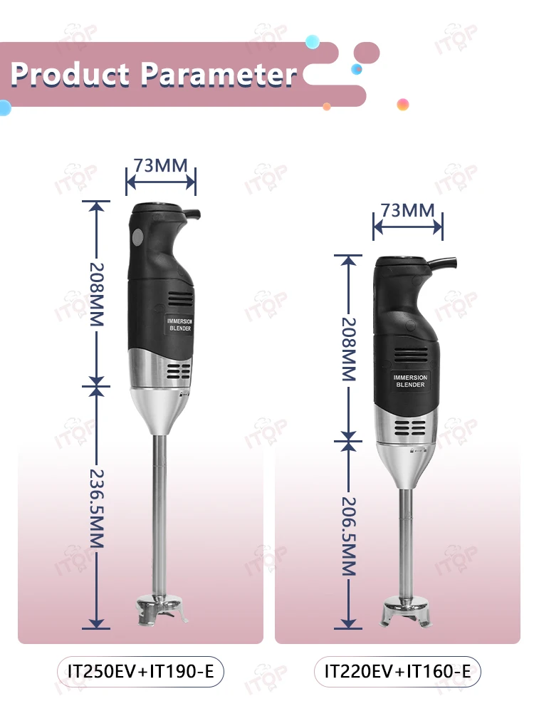 Description Picture 3 of itemITOP Handheld Blender 220W 250W Immersion Blender Stick Food Mixer Durable Commercial/ Household Use 8 Files Speed 4000-18000RPM