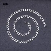 Hmeey – collier chaîne en acier inoxydable, Long Hip Hop pour femmes et hommes sur le cou, bijoux à la mode, accessoires cadeaux, ras du cou couleur argent 6