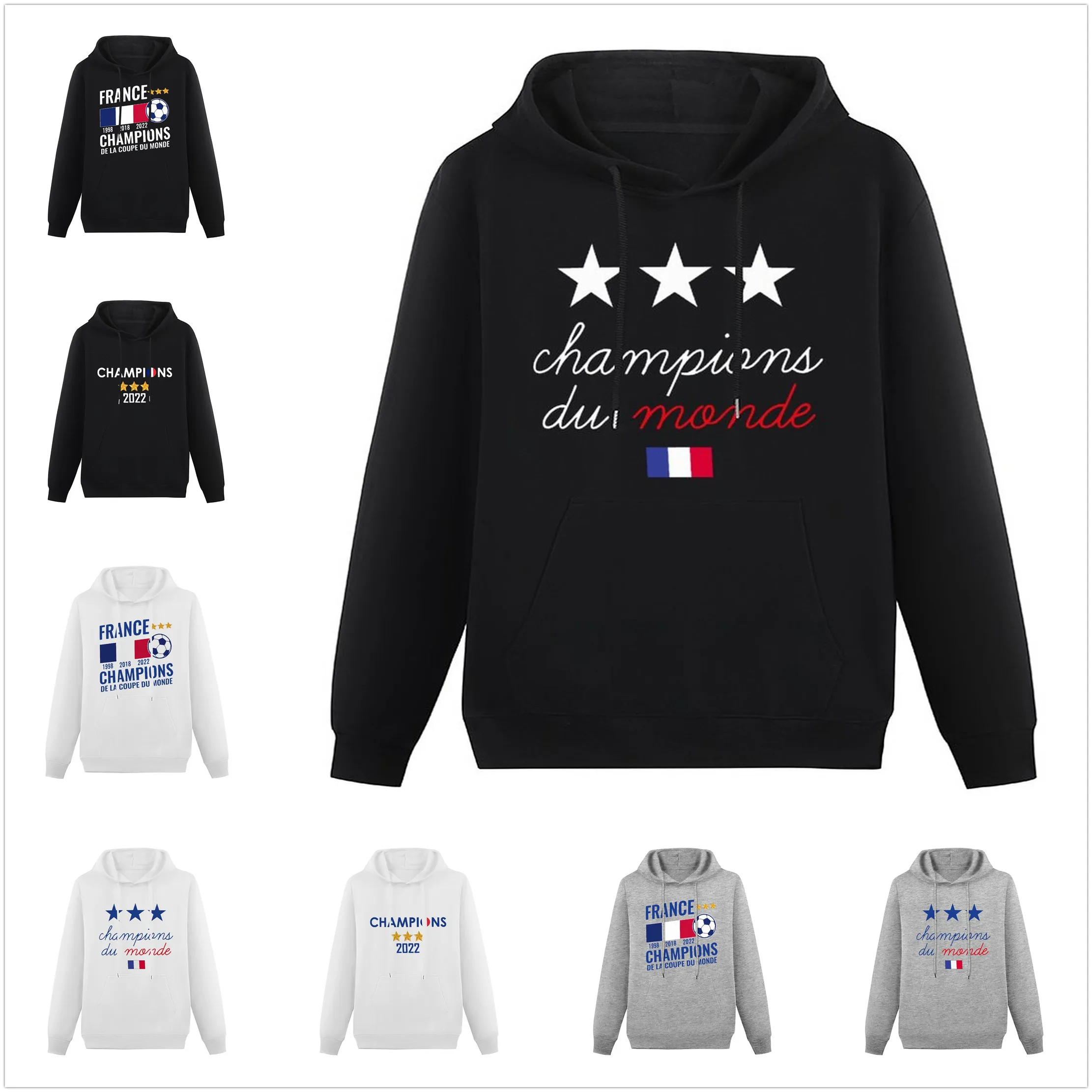 

Men 3 Star France World 1998 2018 2022 Champions DE LA COUPE DU MONDE Women Hoodies Hoodie Pullover Hooded Sweatshirt Unisex