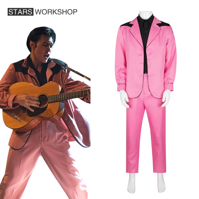 

2022 Movie Elvis Presley Cosplay Costume Men Women Fashion Idol Pink Coat Shirt Pants Outfits Halloween Carnival Party Suit