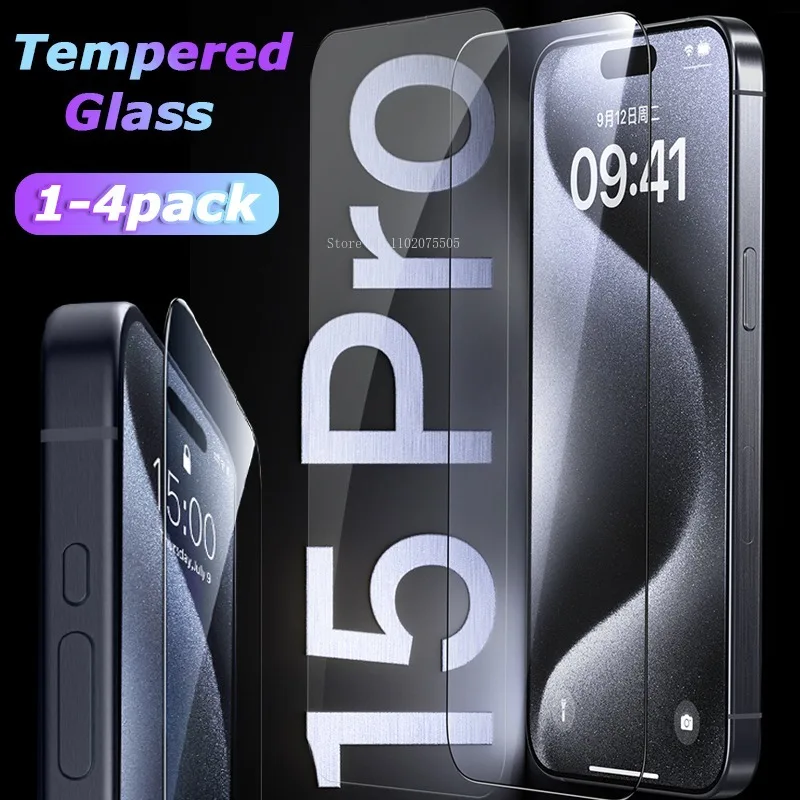 

4Pcs Full Cover Tempered Glass For IPhone 15 Pro Max 7 8Plus Screen Protectors for IPhone 14 Pro Max 12 13 Mini XR XS Max Glass