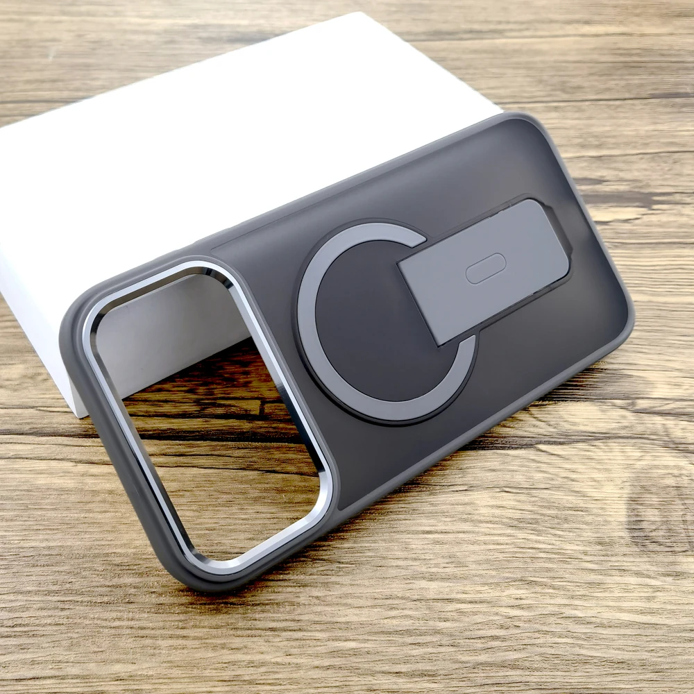 Shockproof Armor Matte Case with Stand and MagSafe Wireless Charging Capability