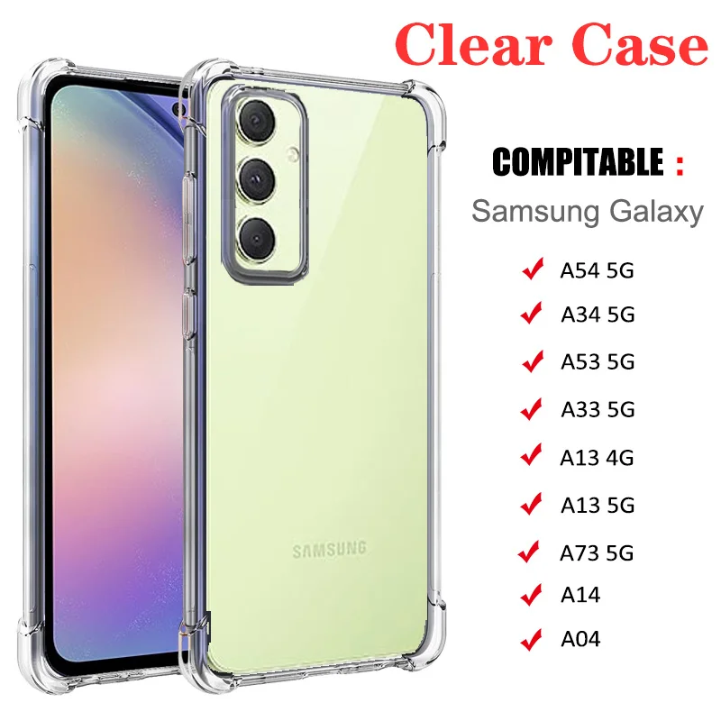For Samsung Galaxy A54 5G Case, Slim Clear Silicone Shockproof Gel Phone  Cover