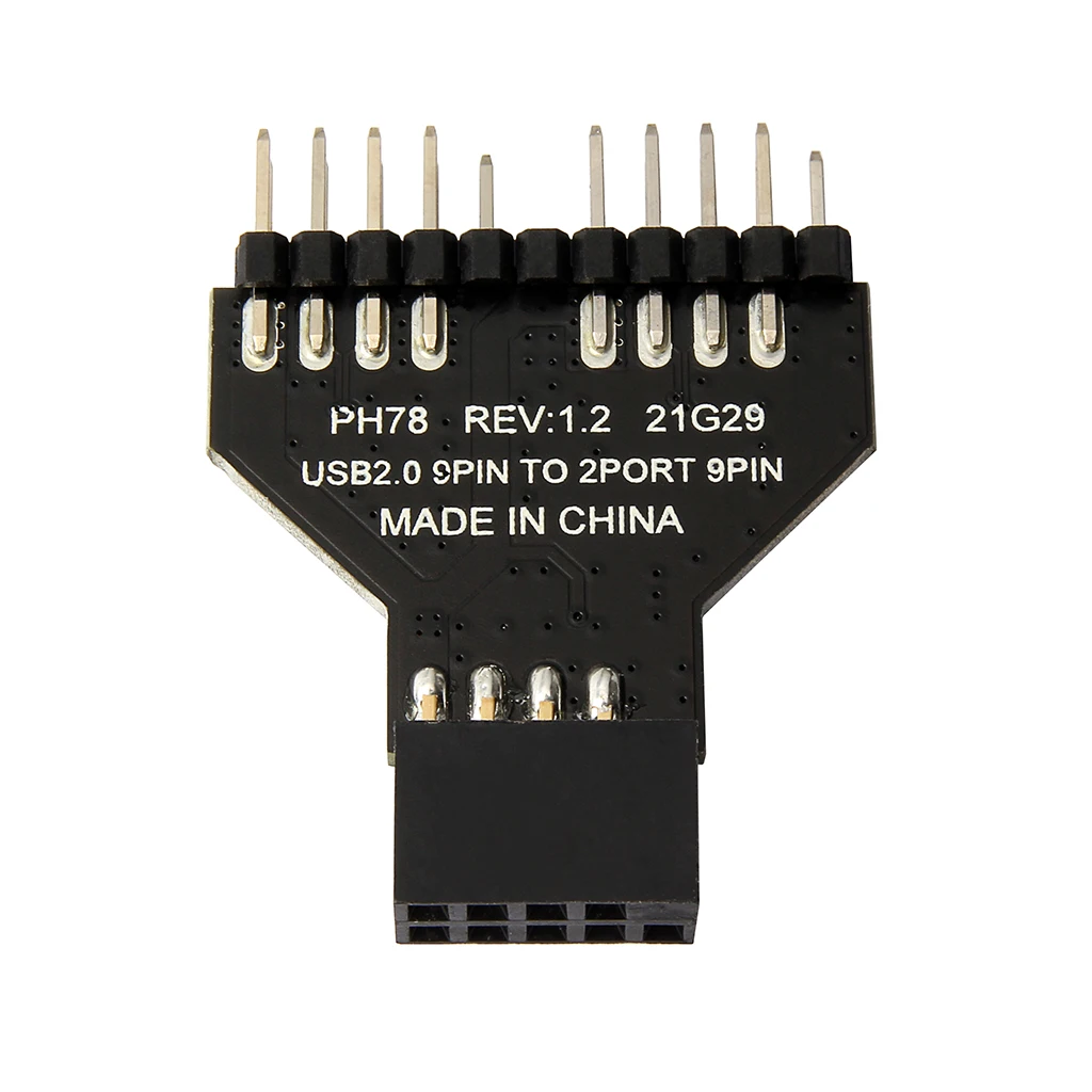 마더보드 USB 9핀 인터페이스 헤더 분배기 1-2 연장 케이블 어댑터 RGB 램프 팬용 9핀 USB 허브 USB 2.0 커넥터