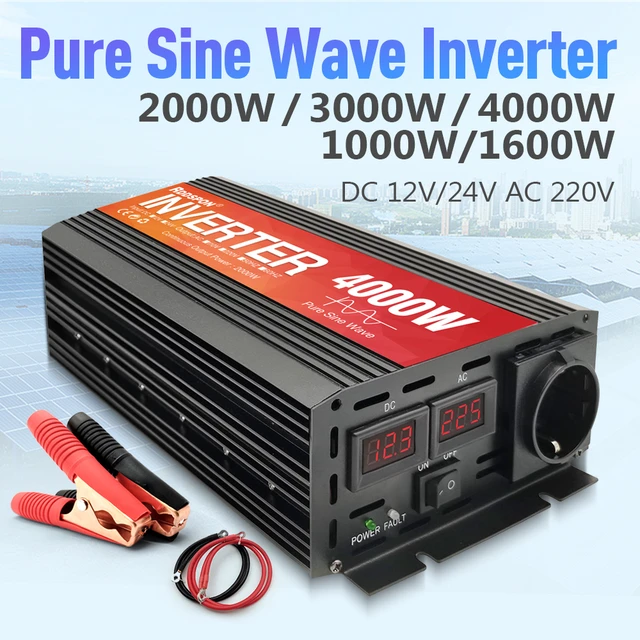 Pure Sine Wave Inverter 12v/24v to 110/220V 1000W 1600W 2000W 3000W 4000W  Solar Power Inverter Converter Portable Power Bank - AliExpress