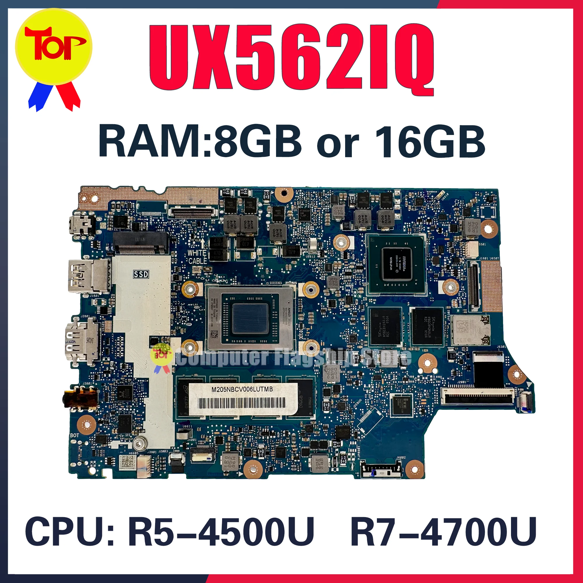 

UX562IQ Laptop Motherboard For ASUS ZenBook Flip 15 UX562I Q507IQ Notebook Mainboard With R5-4500U R7-4700U 8G/16GB-RAM V2G