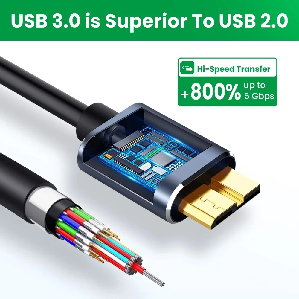 마이크로 B USB C 3.0 케이블 타입 C - USB 3.0 마이크로 B 케이블 커넥터 5Gbps 외장 하드 드라이브 디스크 케이블 (하드 드라이브 컴퓨터용)