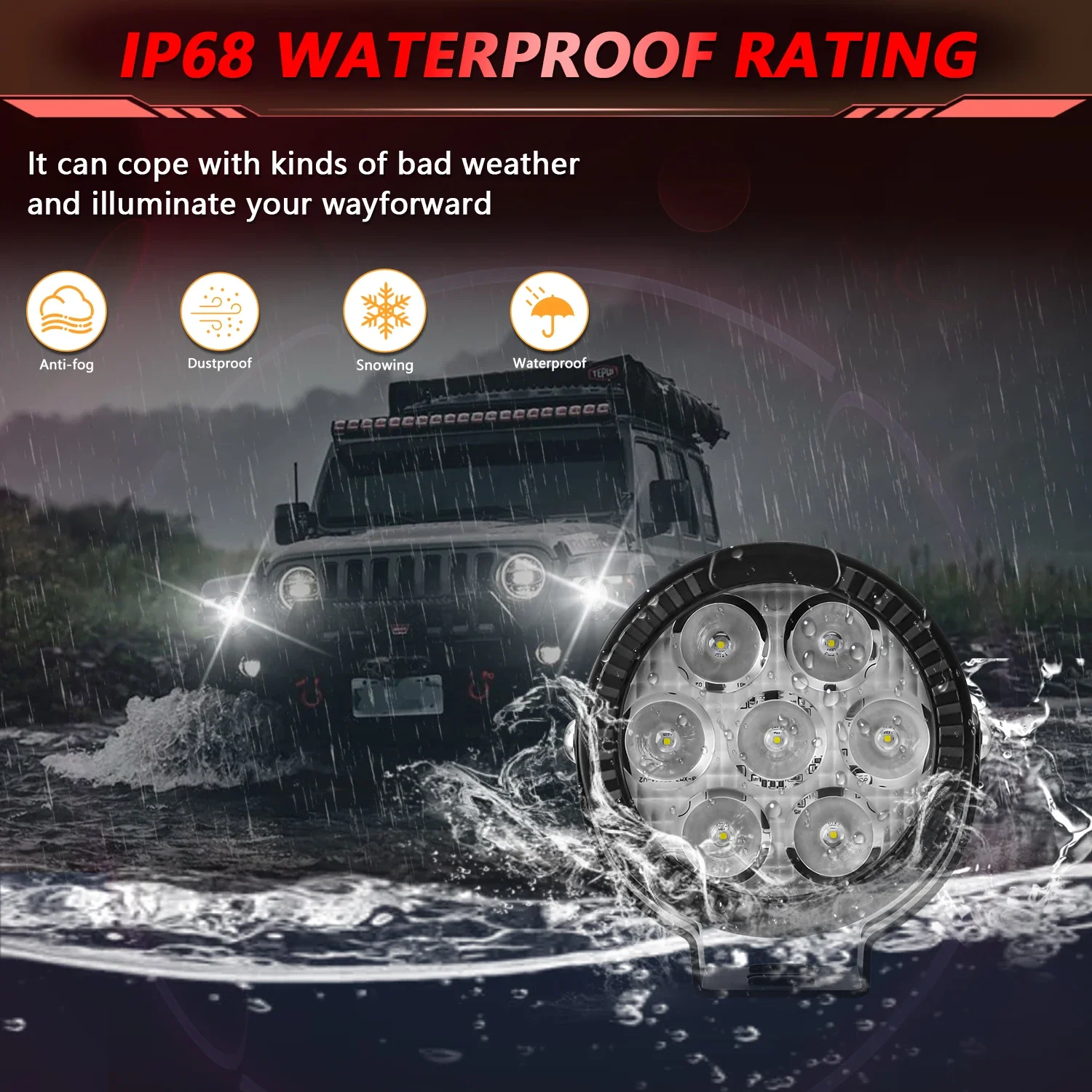 Auxiliary Motorcycle Driving High/Low Len Fog Lamps 6000K Driving Lights Off Roa