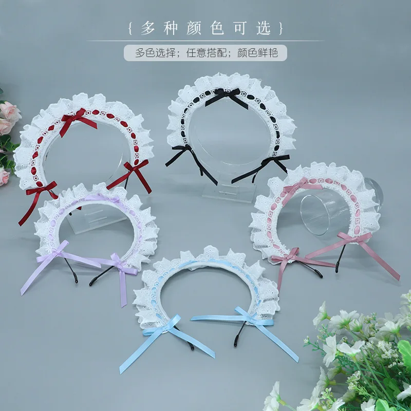 Hair Accessories Hair Bands Hair Band Cosplay Accessories Cosplay Headpiece Cosplay accessories maid headband Japanese two-dimensional lace bow Lolita headdress hair accessories maid headband