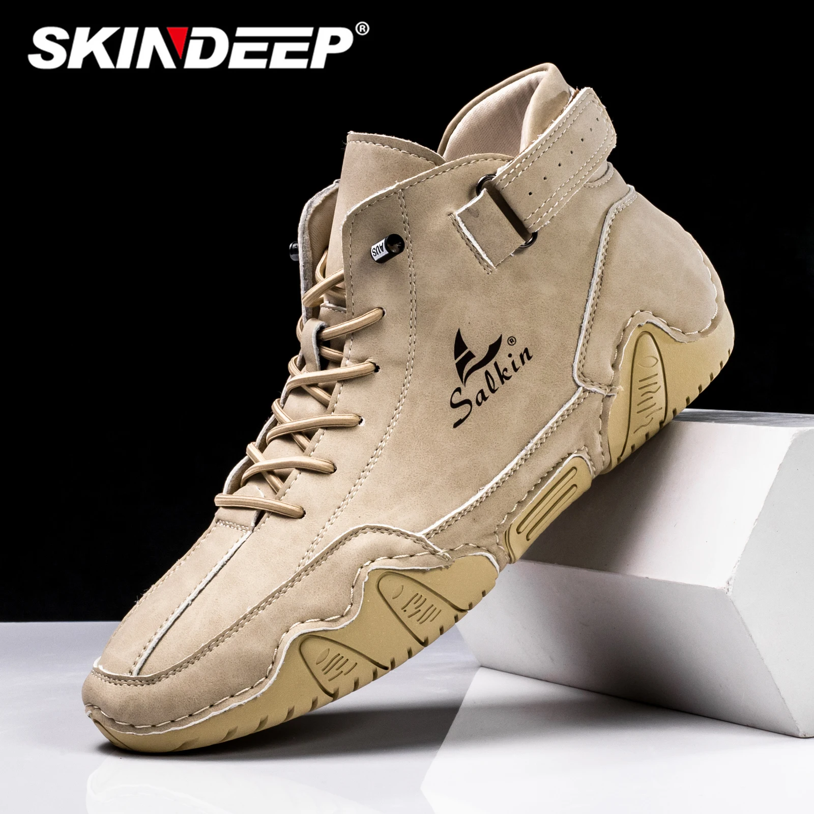 SKINDEEP New 2024 Handmade Men Boots Design Sneakers Man Outdoor Casual Leather Men Shoes Ankle Boots Breathable Hot Sale