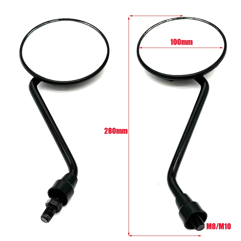 1pair Universal Motorcycle Rounded Side Back View Mirror Motorbike E-bike Scooter 10mm 8mm Rearview Mirrors 3