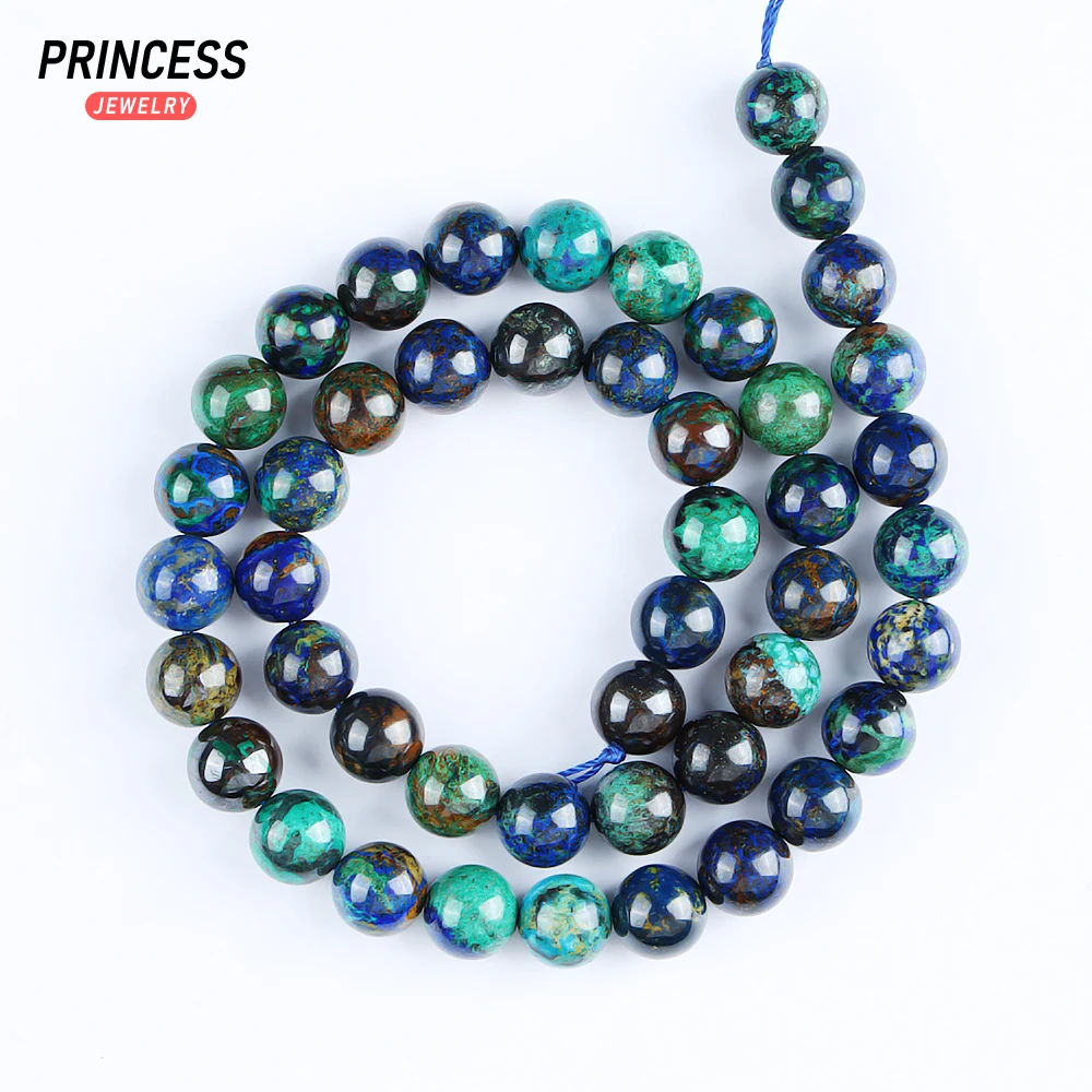 Clearance A++ Natural Azurite Chrysocolla Loose Beads for Jewelry Making Bracelet Stone Beads DIY Accessories 6 8 10mm 3