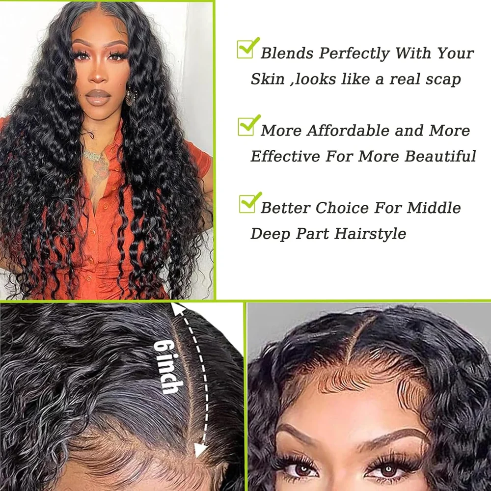 2x6 Deep Wave Closure Lace Closure Human Hair Natural Color Closure Unprocessed Brazilian Virgin Remy Hair Middle Part For Woman
