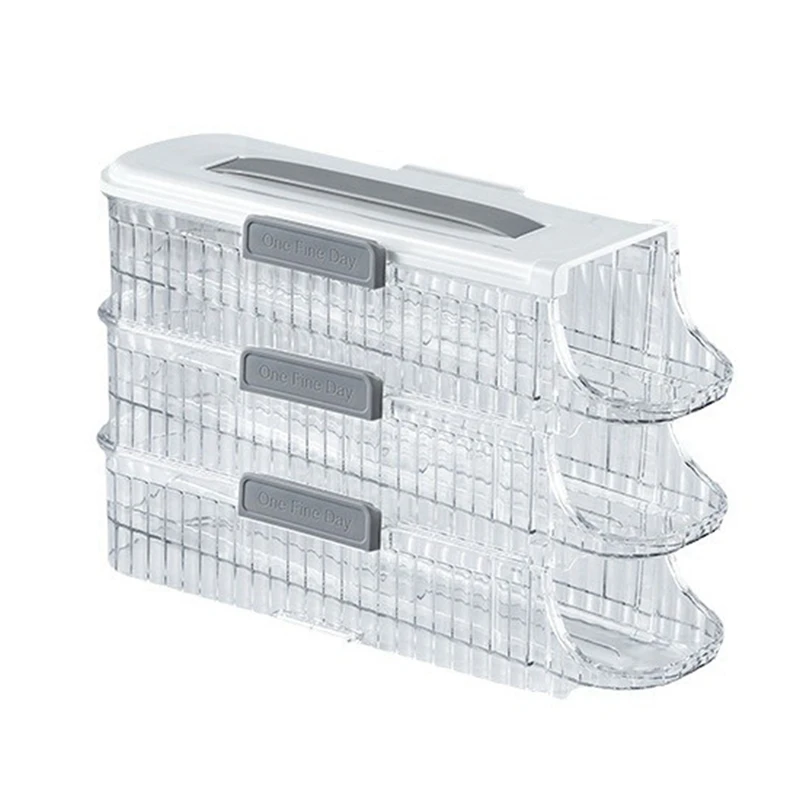 

Egg Holder for Refrigerator,Auto Rolling Egg Organizer 3 Layer-Stacked Egg Tray Fridge Egg Storage Container,Hold 21 Egg