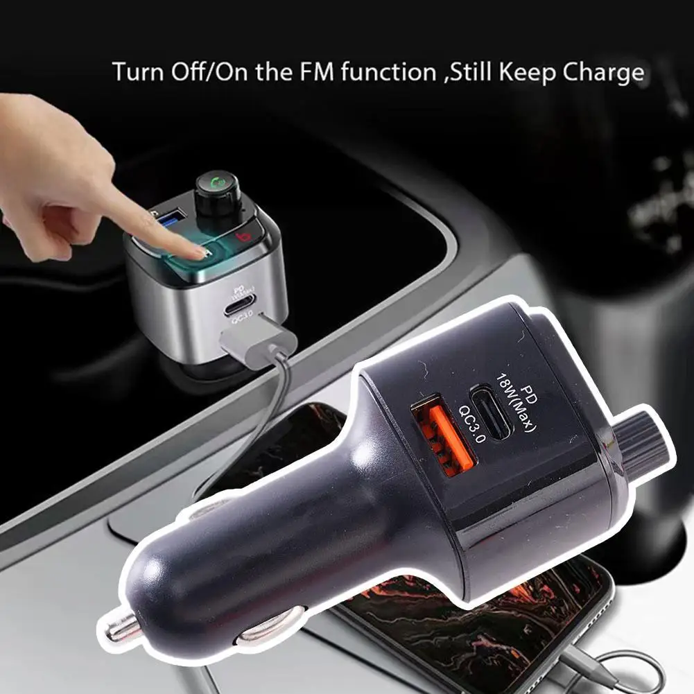 

Автомобильный Bluetooth-передатчик 5,0 Fm-трансмиттер Qc3.0 Type-c музыкальный передатчик беспроводной 18 Вт автомобильный 18 Вт Pd плеер передатчик FM L0 L0S2