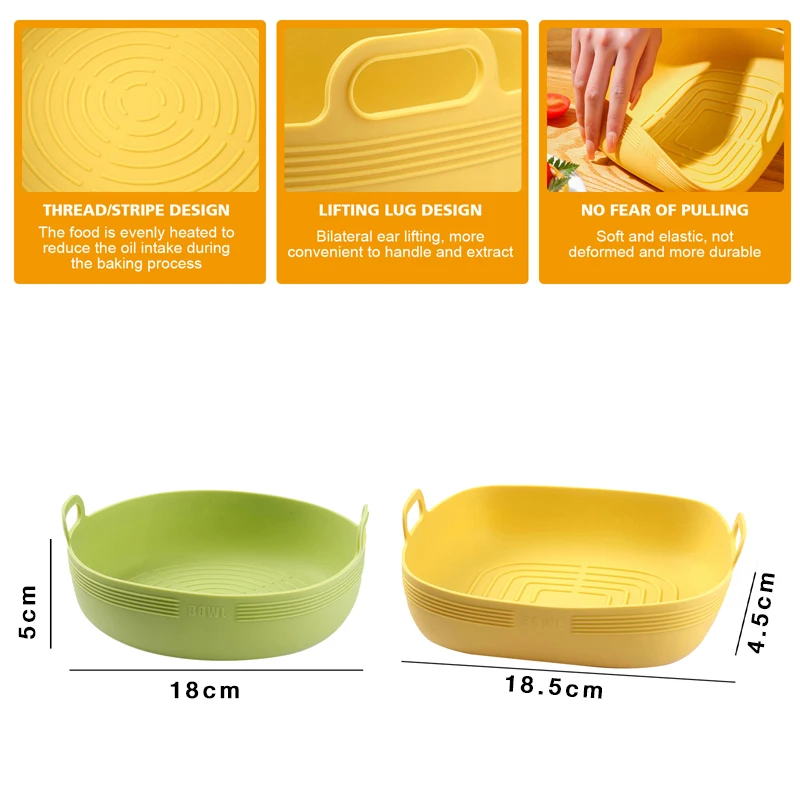 Air Fryer Silicone Basket Round Silicone Tray Pizza Plate Grill Pan Mat Accessories Easy Clean Liner For Air Fryer New air fryer liners,air fryer baking tray,air fryer accessories,air fryer mold,air fryer silicone tray,air fryer basket,pizza pan,silicone baking mat,baking pan tray,baking pan