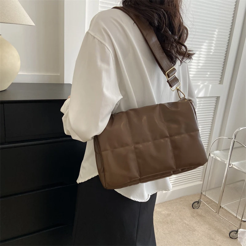 Fashion Padded Women Shoulder Bags Designer Brand Quilted Handbag Luxury Pu Leather Crossbody Bag Large Totes