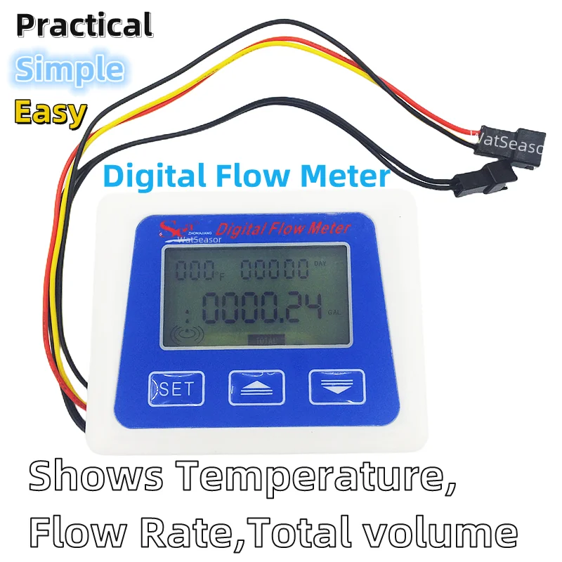 Sea Digital LCD Display For Water Flow Sensor Meter Flowmeter Totalmeter Temperature Measure flow meter water flow meter turbine flow meter digital turbine flow meter