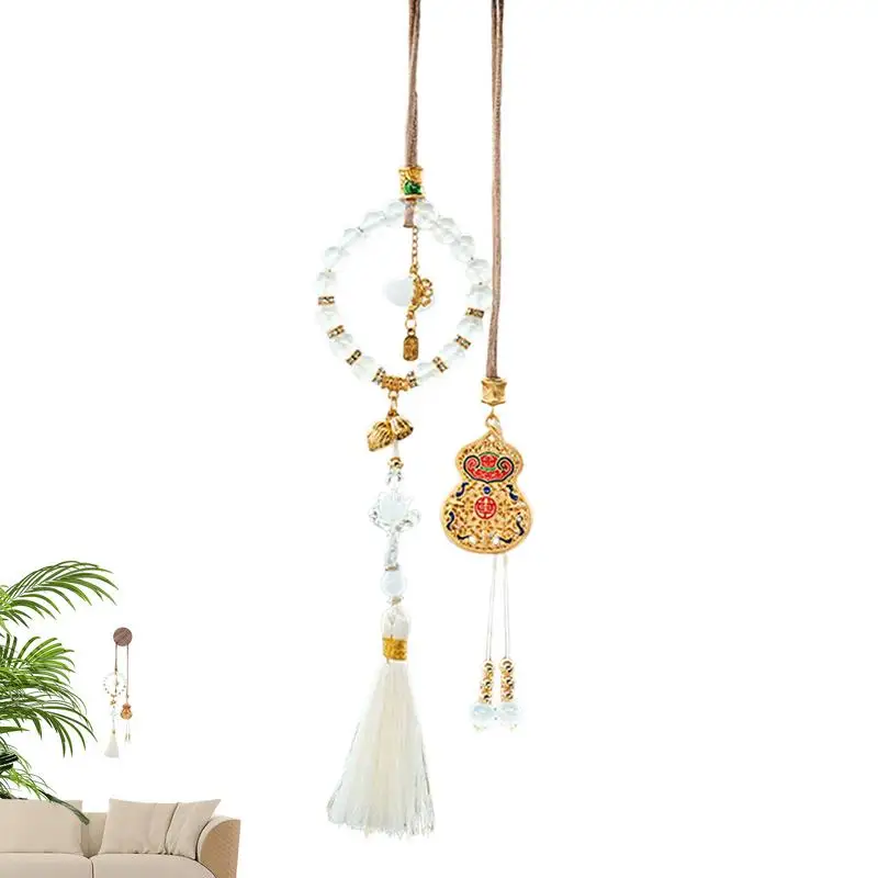 

Gourd Car Mirror Hanger Ancient Feng Shui Hanger Ornament Good Luck Charm Car Interior SUV RV Decorations For Women And Men