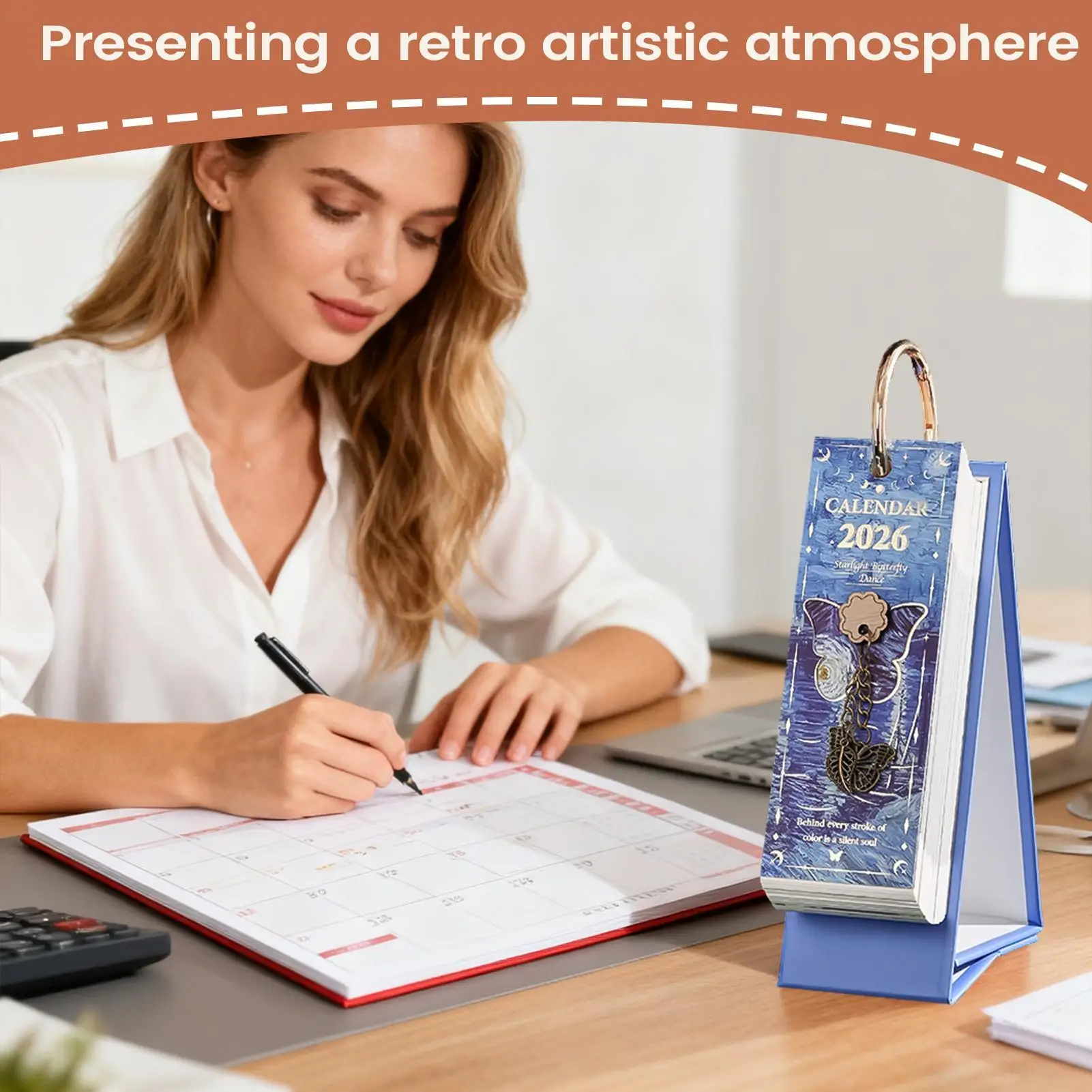 Desk Calendar 2026 365 Days Oil Painting Vintage Planner Decor Artistic Calendar For Entrance Desktop Living Room Office School