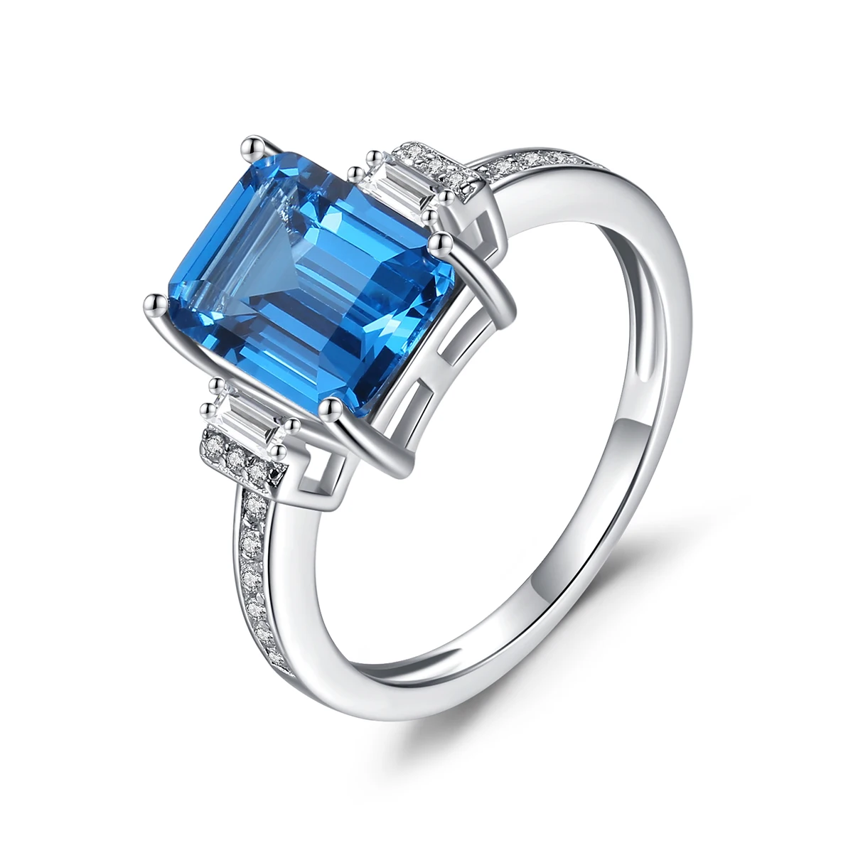 Orecchini a clip quadrati con pietra preziosa acquamarina per donne, fidanzamento, matrimonio, argento sterling pregiato, Natale_voghion.com