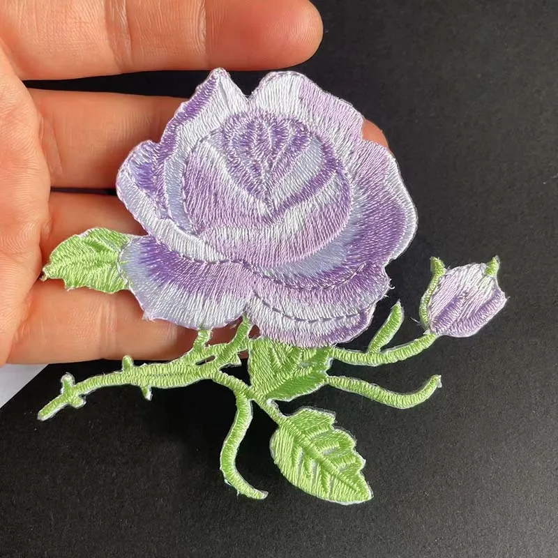 8.5*8cm/Stoff Blumen applikation Patch Thermo collant Kleidung Aufkleber, Rose Stickerei Eisen auf Patches Dekoration für Kleidung, Jeans – Detail 5